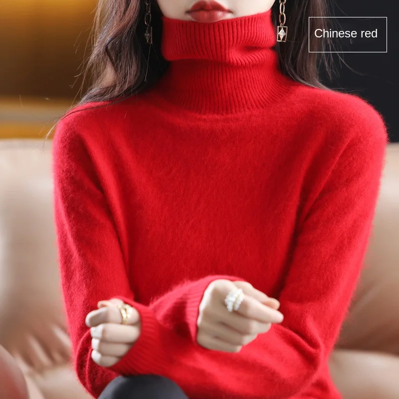 NONE Neue Damen bekleidung für Herbst/Winter 2024 100% Nerz Plüsch Roll kragen pullover Pullover Damen Kaschmir pullover Dbr-018 6