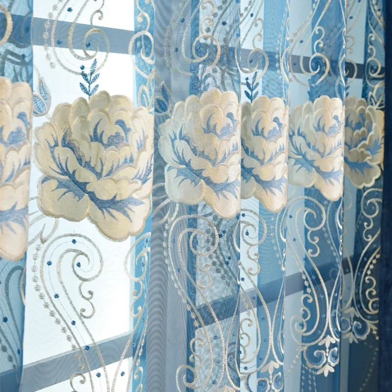 Custom Blackout Chenille Embroidered Curtains Luxury Flannel New Curtains for Living Dining Room Bedroom Tulle Valance Tulle