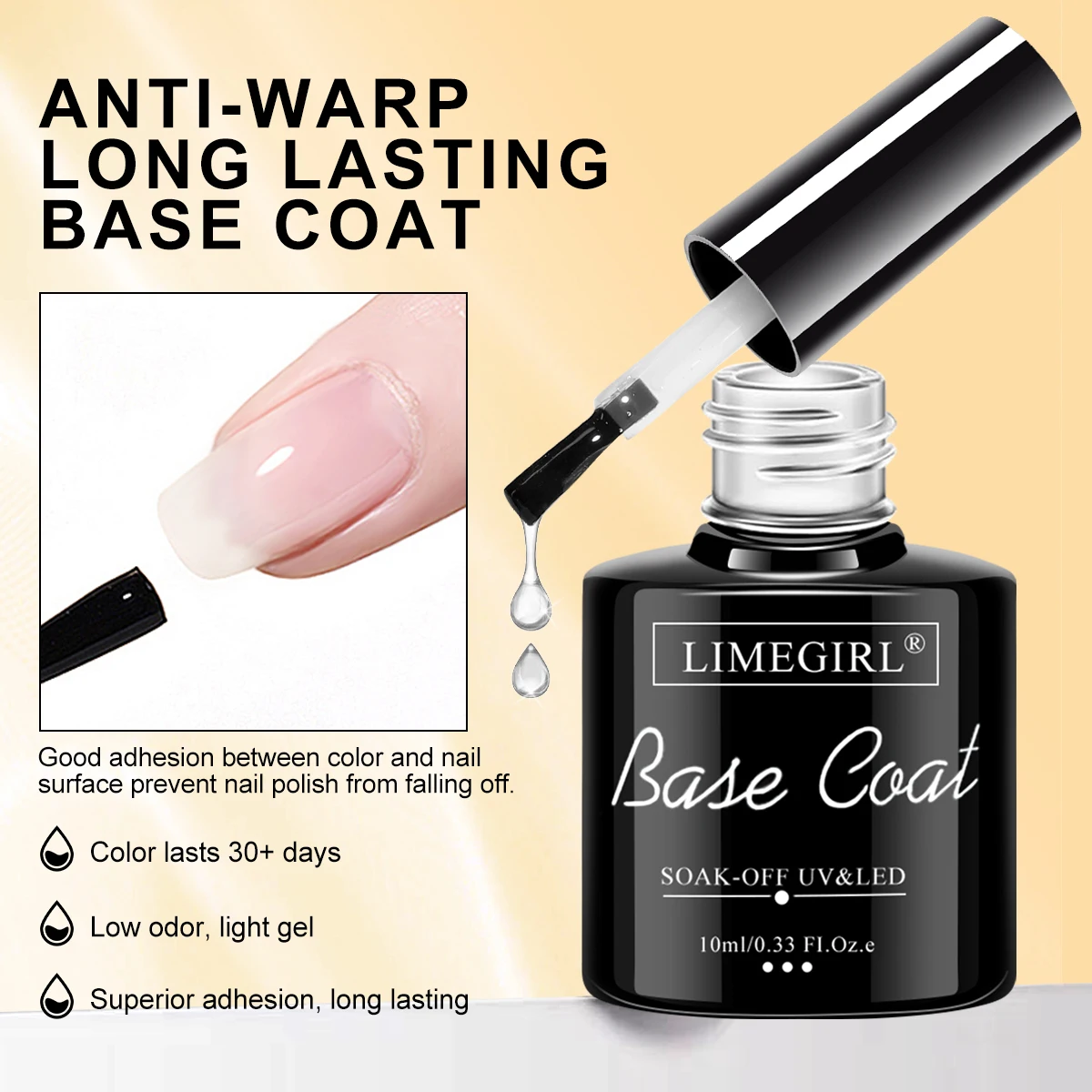 LIMEGIRL 3 Stück/Set Nail Art Soaking Base Coat Clear Coat Nagellack mit Nagelhaut Nagelpflege Weichmacher UV Gel Mehrzweck-Nagelset