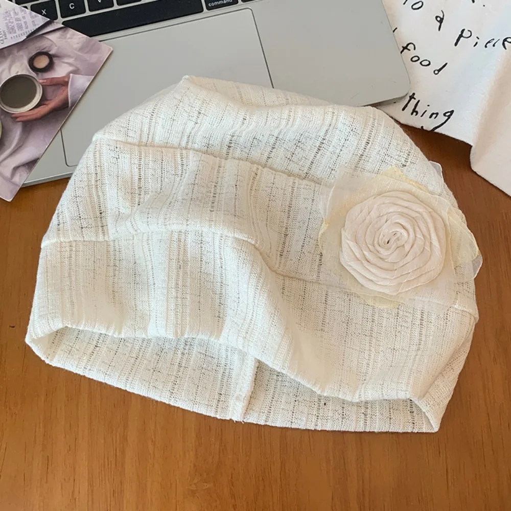 

Fashion Elegant Hollow Pullover Hat Breathable Thin Flower Beanies Hat Korean Style Sweet Sunscreen Cap Spicy Girls