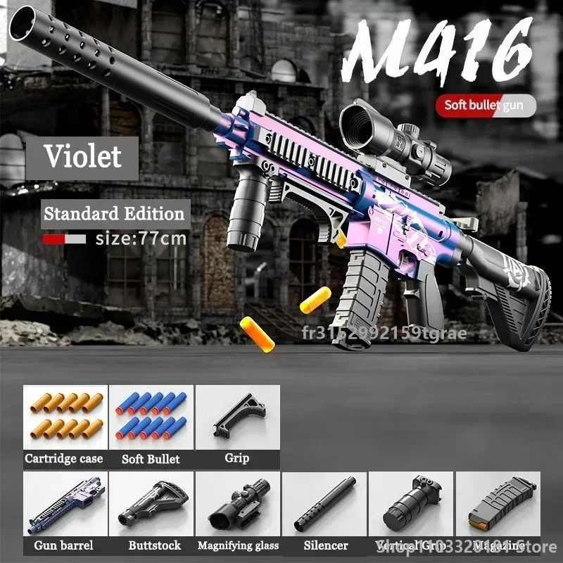 NEW M416 Soft Bullet Gun Toy Gun Can Be Fired Manually Loaded Assault Rifle Submachine Gun Model Christmas Birthday Gift 2025