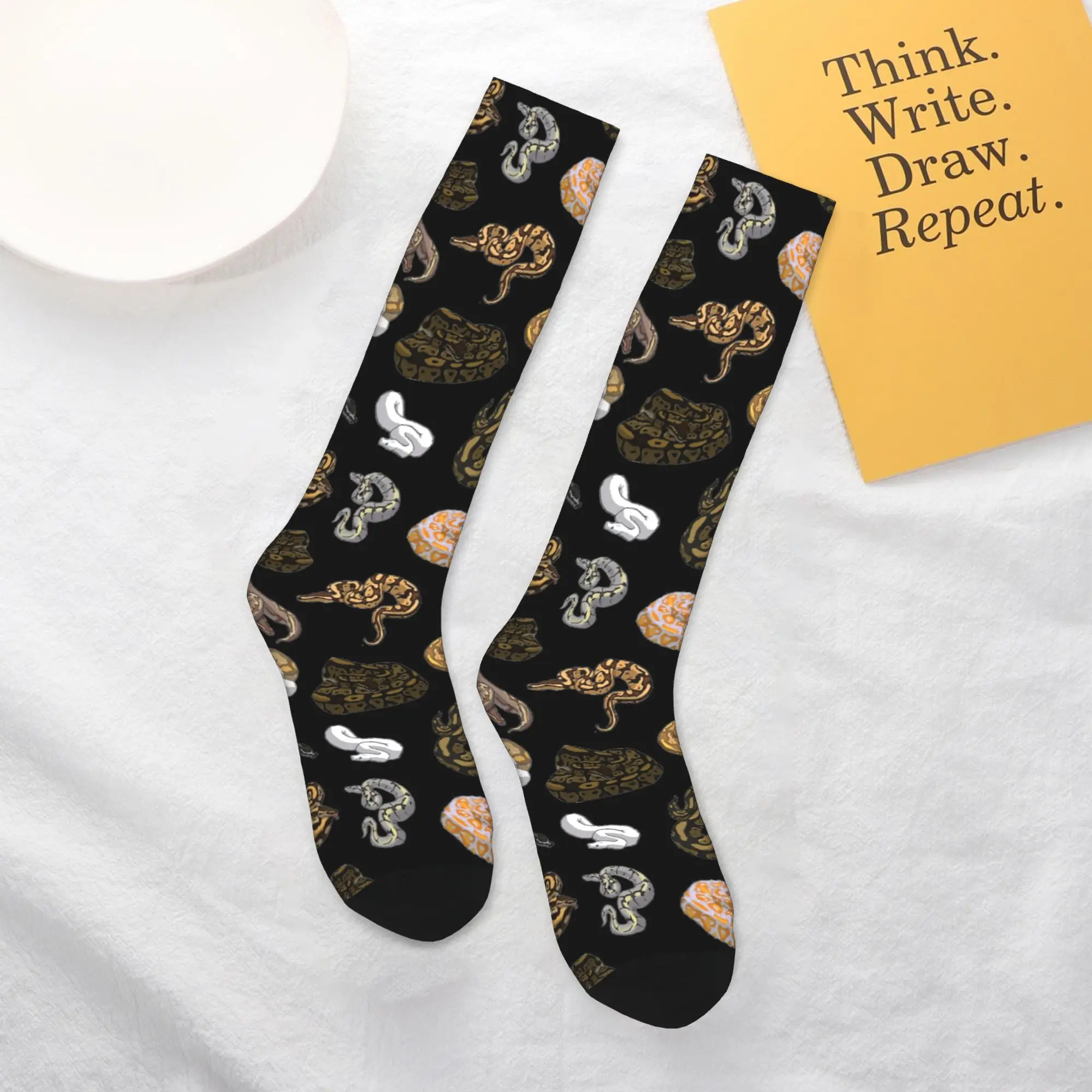 

All Seasons Crew Stockings Ball Python Morph Snake Pattern Socks Harajuku Funny Hip Hop Long Socks Accessories for Men Women