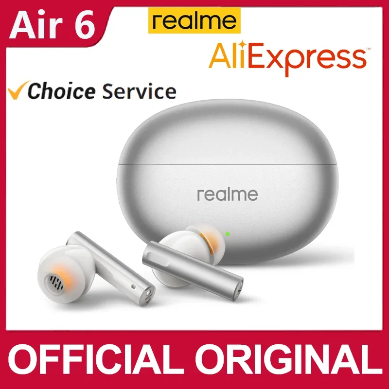 Original Realme Buds Air6 TWS Earphone 50dB Active Noise Cancelling HIFI Wireless Headset Bluetooth 5.3 40h Long Standby Air 6