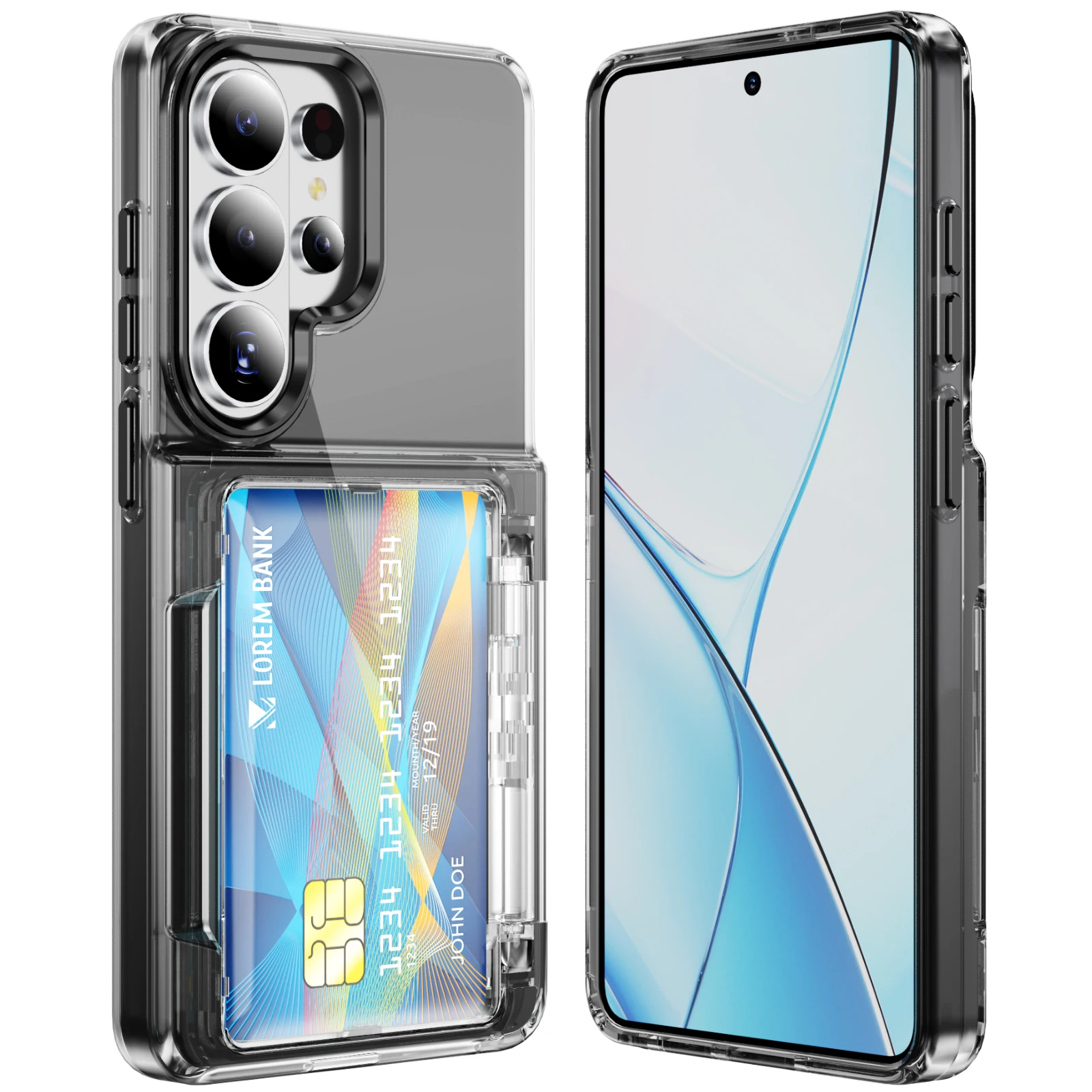 Transparent Flip Card Slots Holder Wallet Case for Samsung Galaxy S26 S25 S24 S23 S22 Plus Ultra Acrylic Shockproof Hard Cover