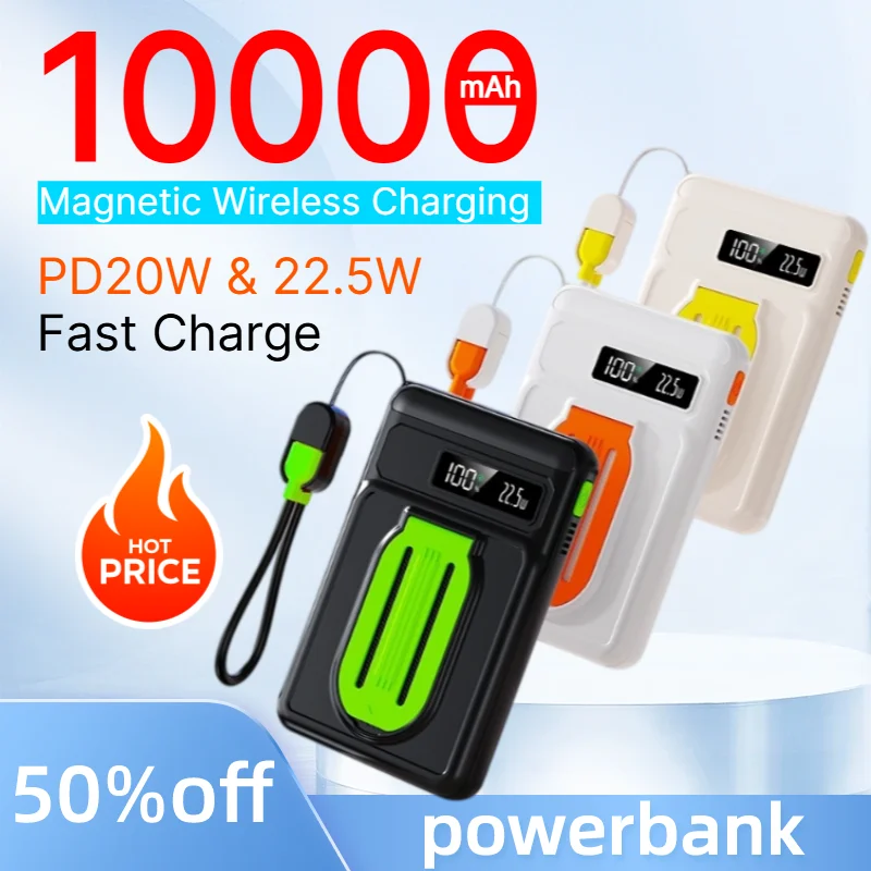 PowerBank 10000mAh Magnetic Wireless Power Bank PD20W 22.5W Fast Charging Portable External Battery for iPhone Samsung