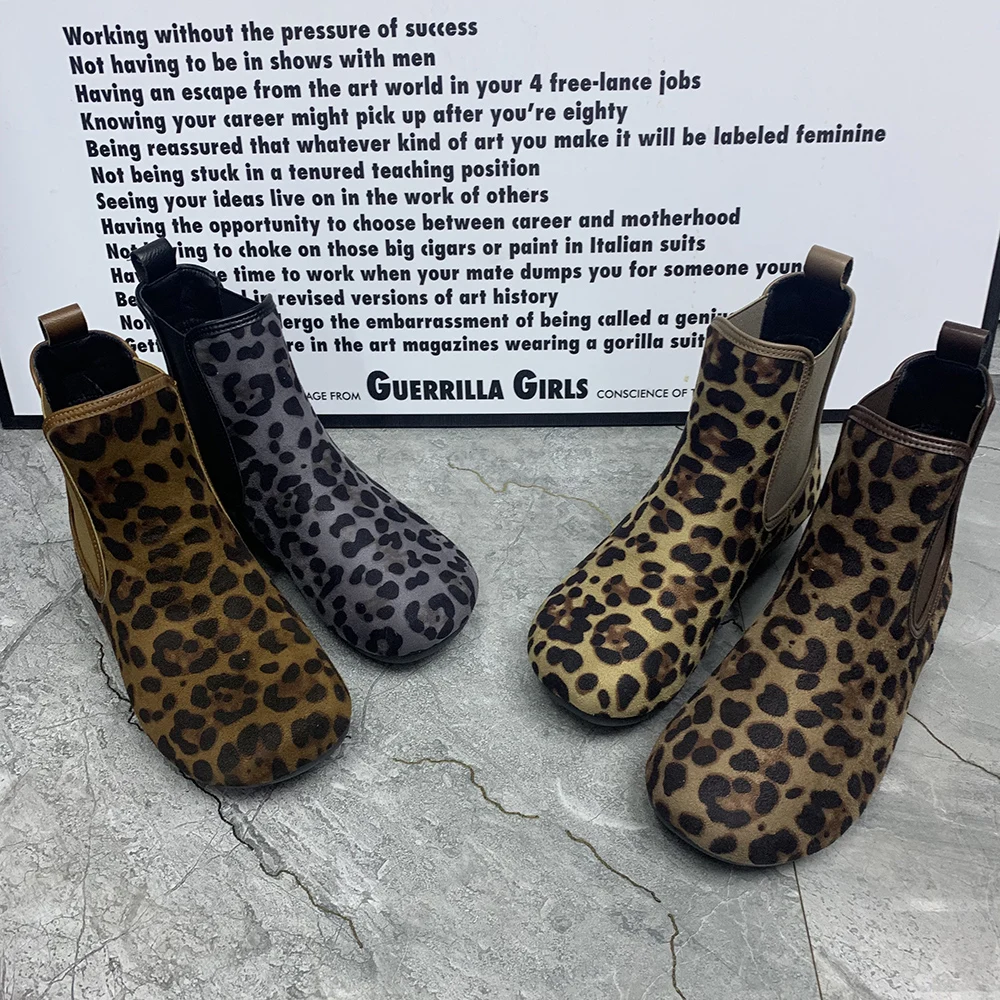 Fashion Leopard Women Boots Plus Size Flat Snow Boots Antislip Ankel Boots Warm Fur Winter Women Shoes Plush Brand Autumn Boots