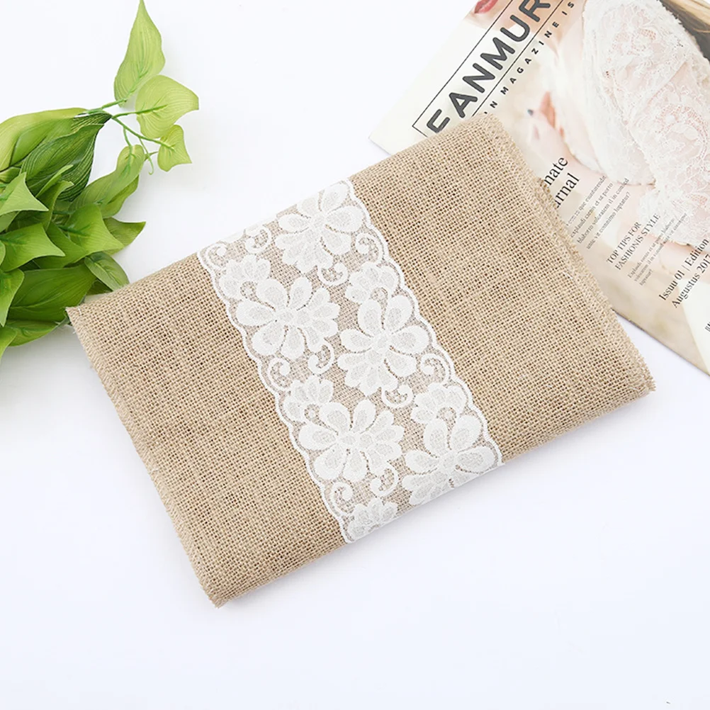 

Creative Lace Tablecloth Wedding Table Cover Jute Fabric 30x180cm Party Decoration Elegant Table Cover Lace Tablecloth