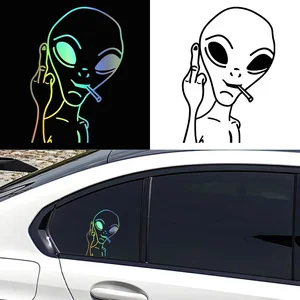 10.2*15CM Funny Personalized Fashion Alien Personality Ufo Car Sticker Vinyl Decal Car Windows Decor 8 best sales stickers ufo - №2