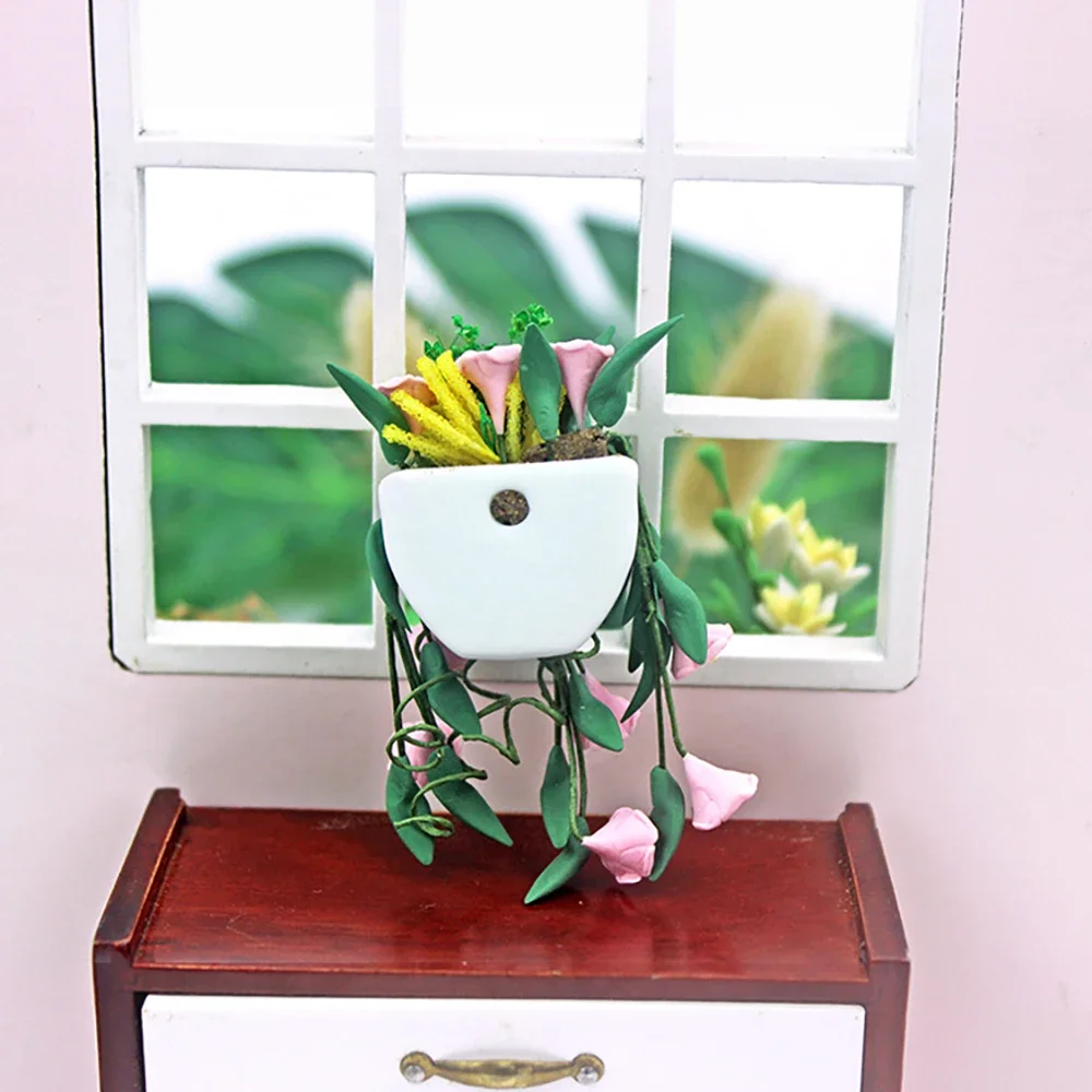 1/12 Poppenhuis Miniatuur Wandmontage Potplant Mini Bloem Model Speelgoed voor Poppenhuis Accessoires Decoratie ob11 bjd