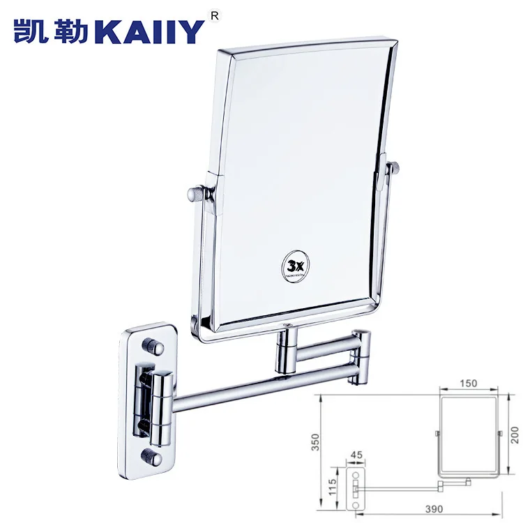 Hxl bathroom & toilet all-copper triple magnification double-sided folding extendable mirror - wall mounted