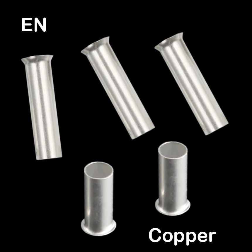 EN Copper Electrical Wire Non-Insulated Naked Sleeve Tubular Crimpare Connectors Tube Cord End Ferrules Cable Lug Crimp Terminal