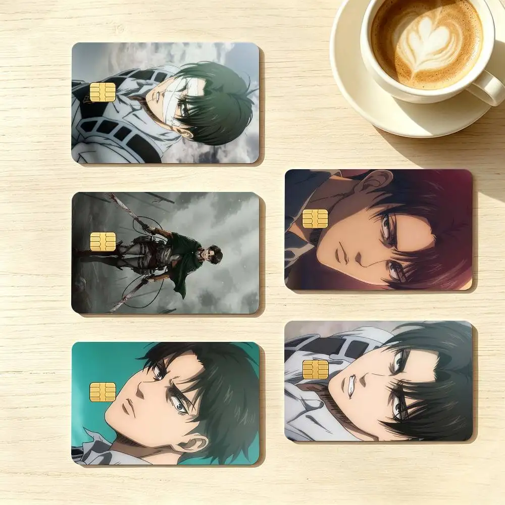 A-Attack on Titan Levi Ackerman Credit Card HD Stickers Game Card Decal Small Chip Waterproof Sticker Gift