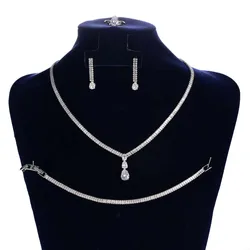 Jewelry Set HADIYANA Exquisite Resplendent Cubic Zirconia Women Necklace Bracelet Earrings And Ring BN8850 Costume Accessories