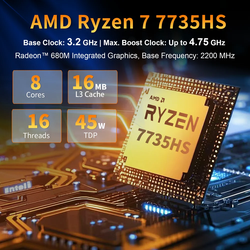 Bestoss A6 PC للألعاب AMD Ryzen7 7735HS 680M DDR5 5600MHz RAM PCIe4.0 ROM WIFI6 BT5.2 كمبيوتر صغير Windows 11 Pro كمبيوتر ألعاب