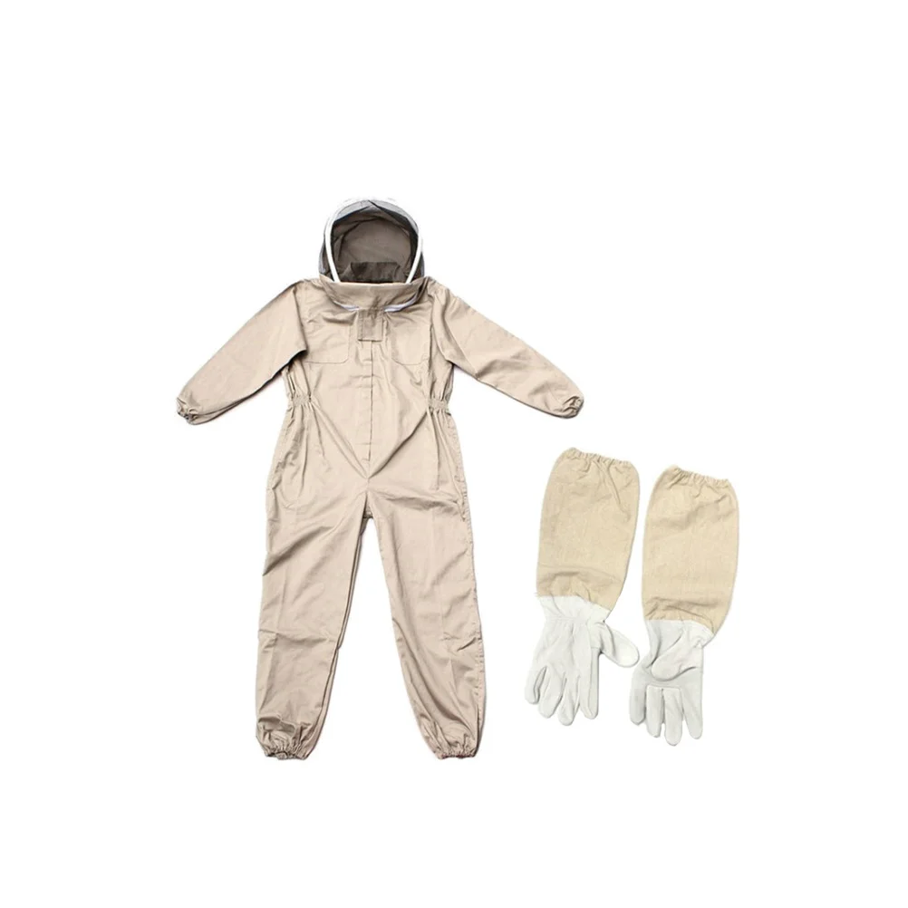 

One-Piece Beekeeping Protective Suit Breathable Anti- Clothing for Men Women with Gloves Size Xxl Khaki Random Color