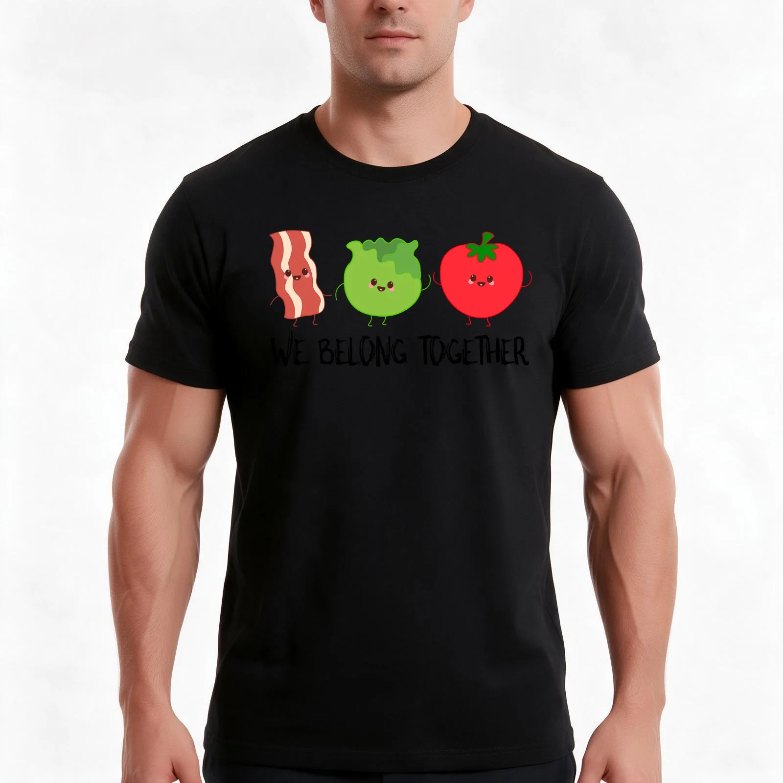 BLT Bacon Lettuce and Tomato We Belong Together T-Shirt, Summer Casual Cotton Tee, Oversized Streetwear Tops, Unisex Men Women