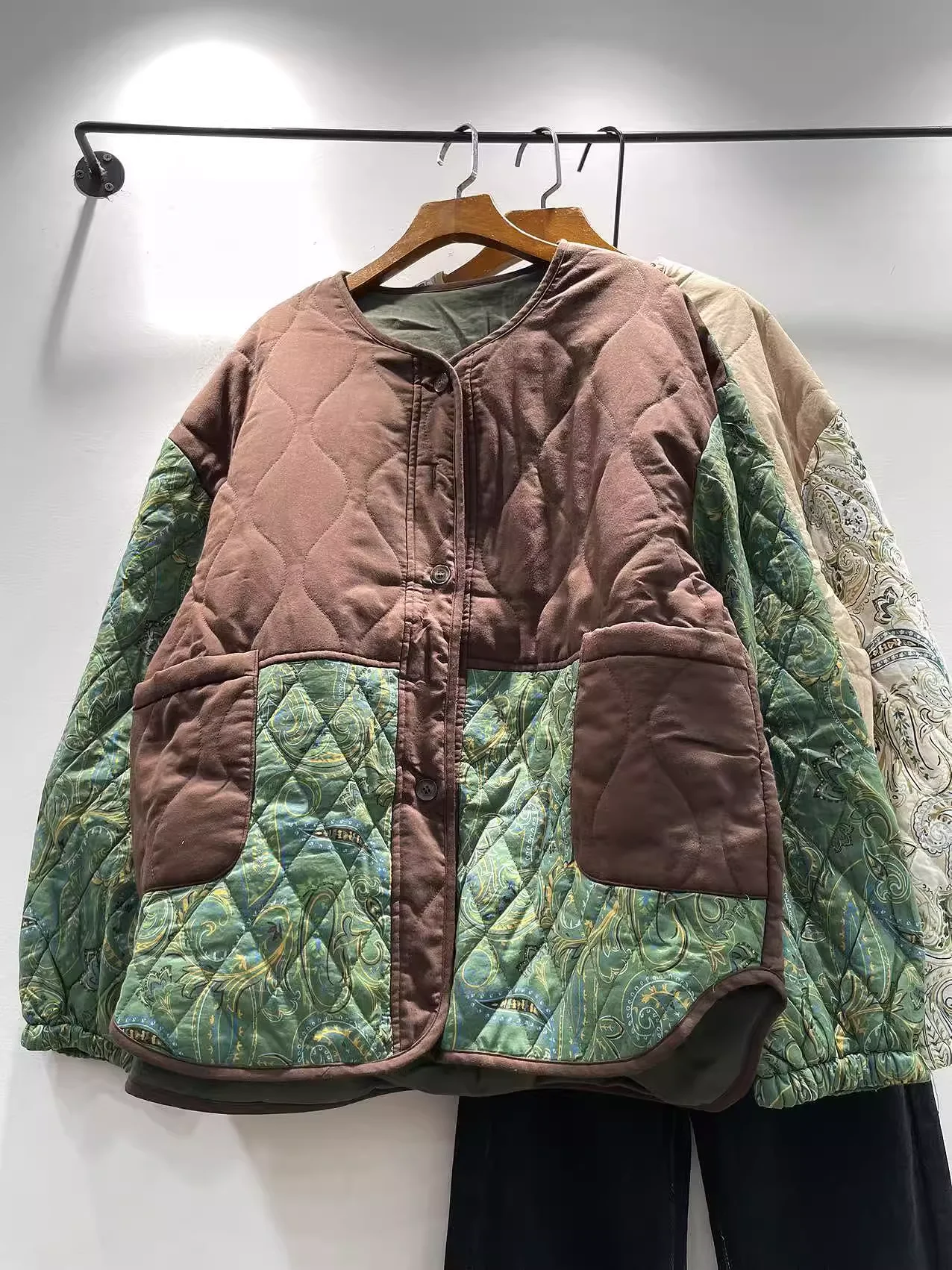 Japanese Style Mori Girl Vintage Cotton Padded Jacket for Women Autumn Winter Vintage Original Print Plaid Patchwork Outwear