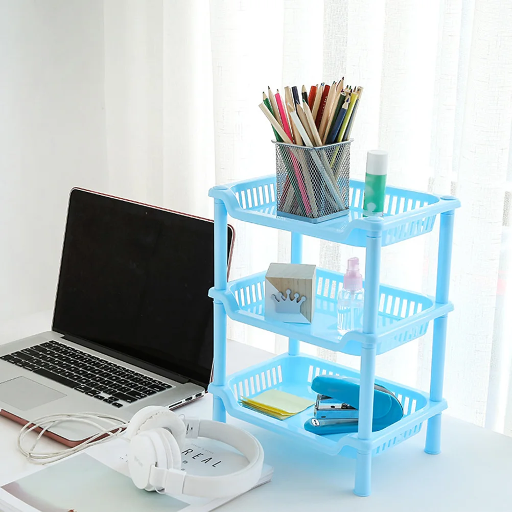 

Detachable 3-Layers Square Storage Rack Bathroom Shelf Triangle Design Kitchen Organizer Space Saving Foldable Rack Blue
