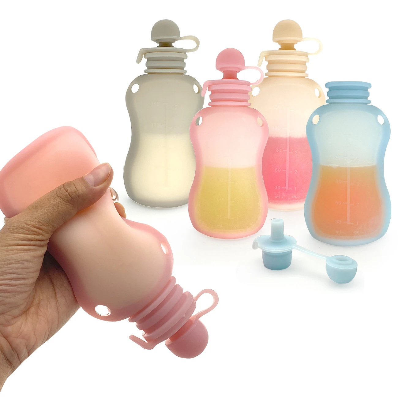 150ML Breast Milk Silicone Storage Bag Can Be Reused Small Capacity Frozen Milk Storage Bag BPA Free Safe Feeding Bags