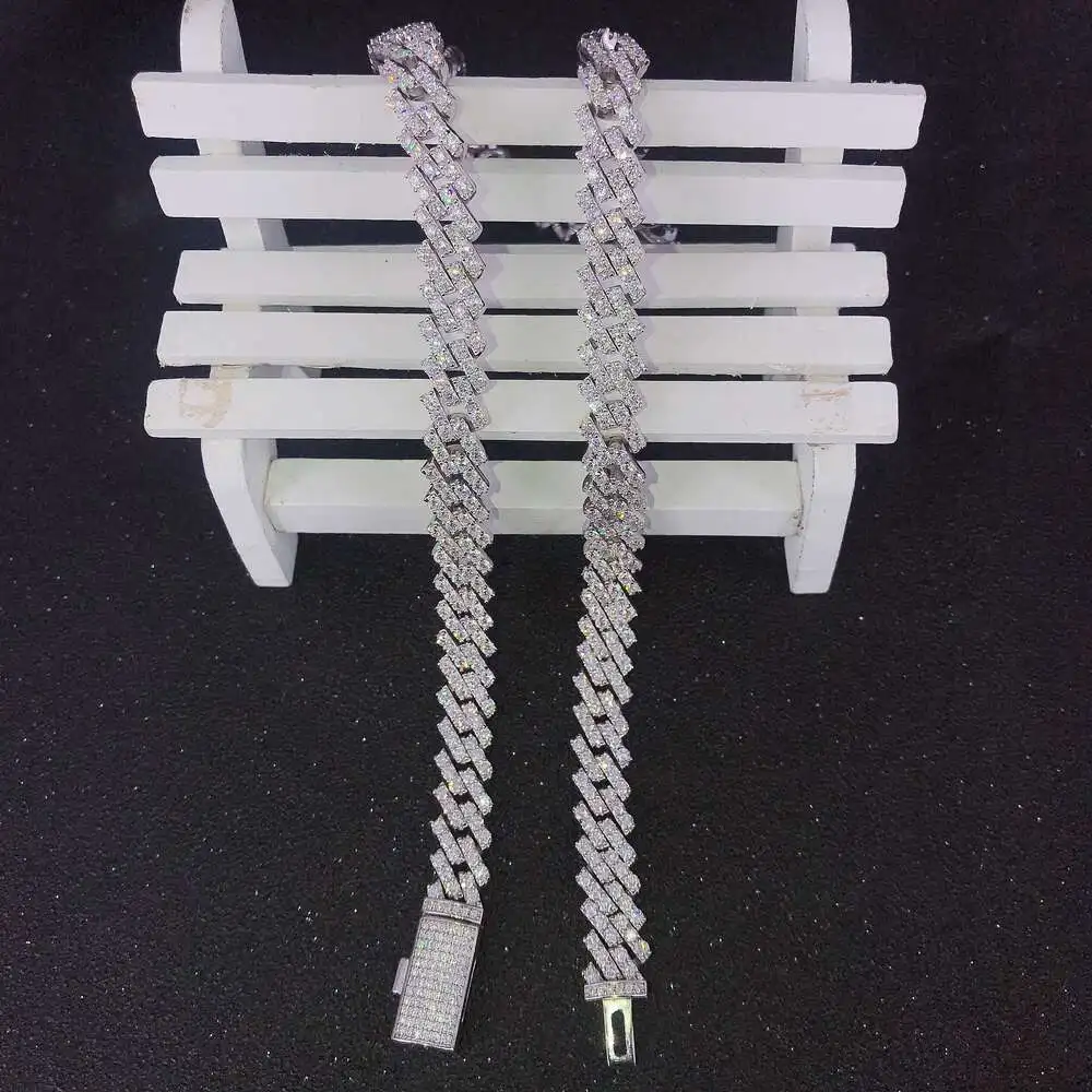 Luxury Luxury Diamond Jewelry 925 Sterling Silver Df Color Melee Moissanite Iced Out Bling Moissanite Chain.