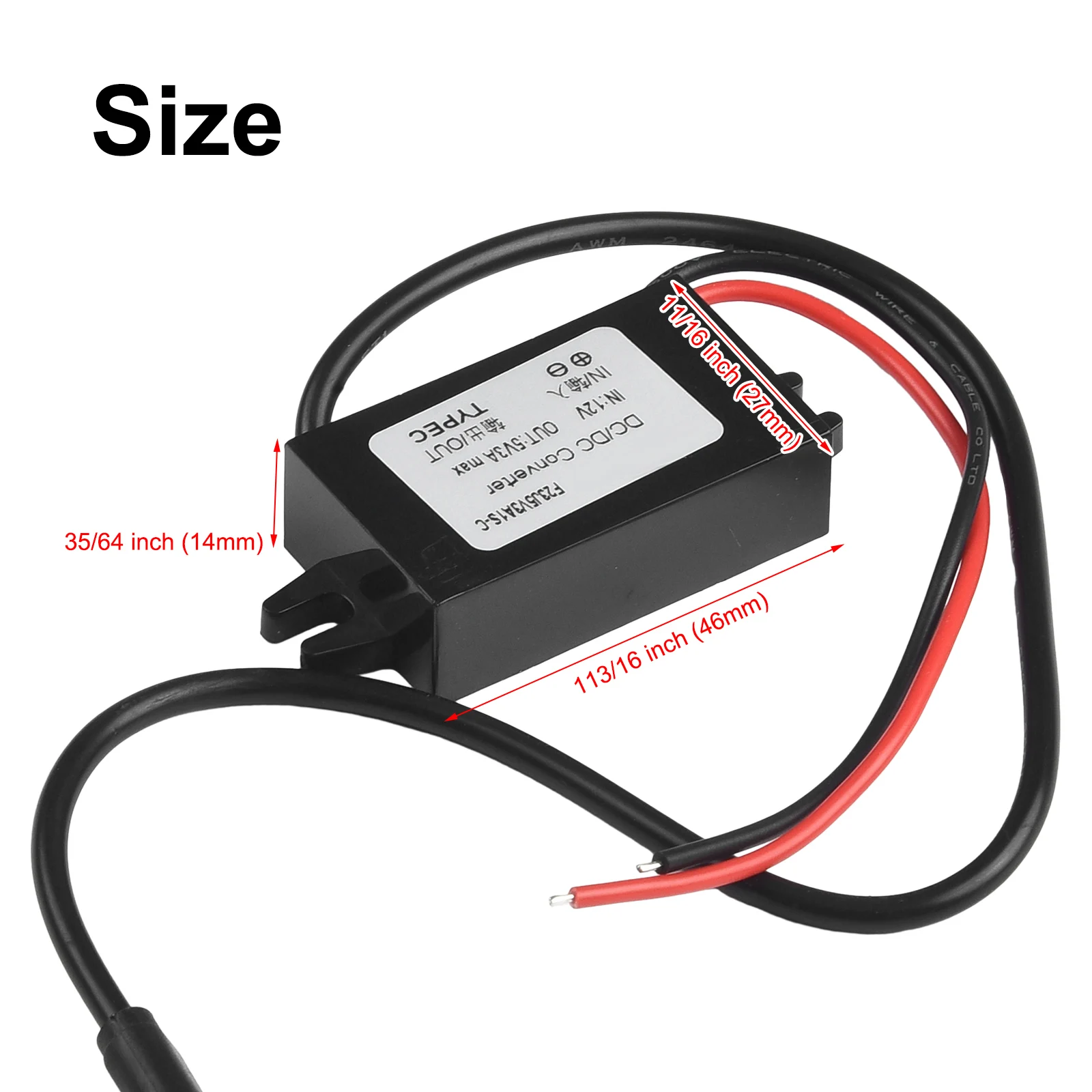 Power Converter 12Vto5V 3A DC Step Down Module Booster Waterproof Type C USB Charger Short-circuit Reverse Connection Protection