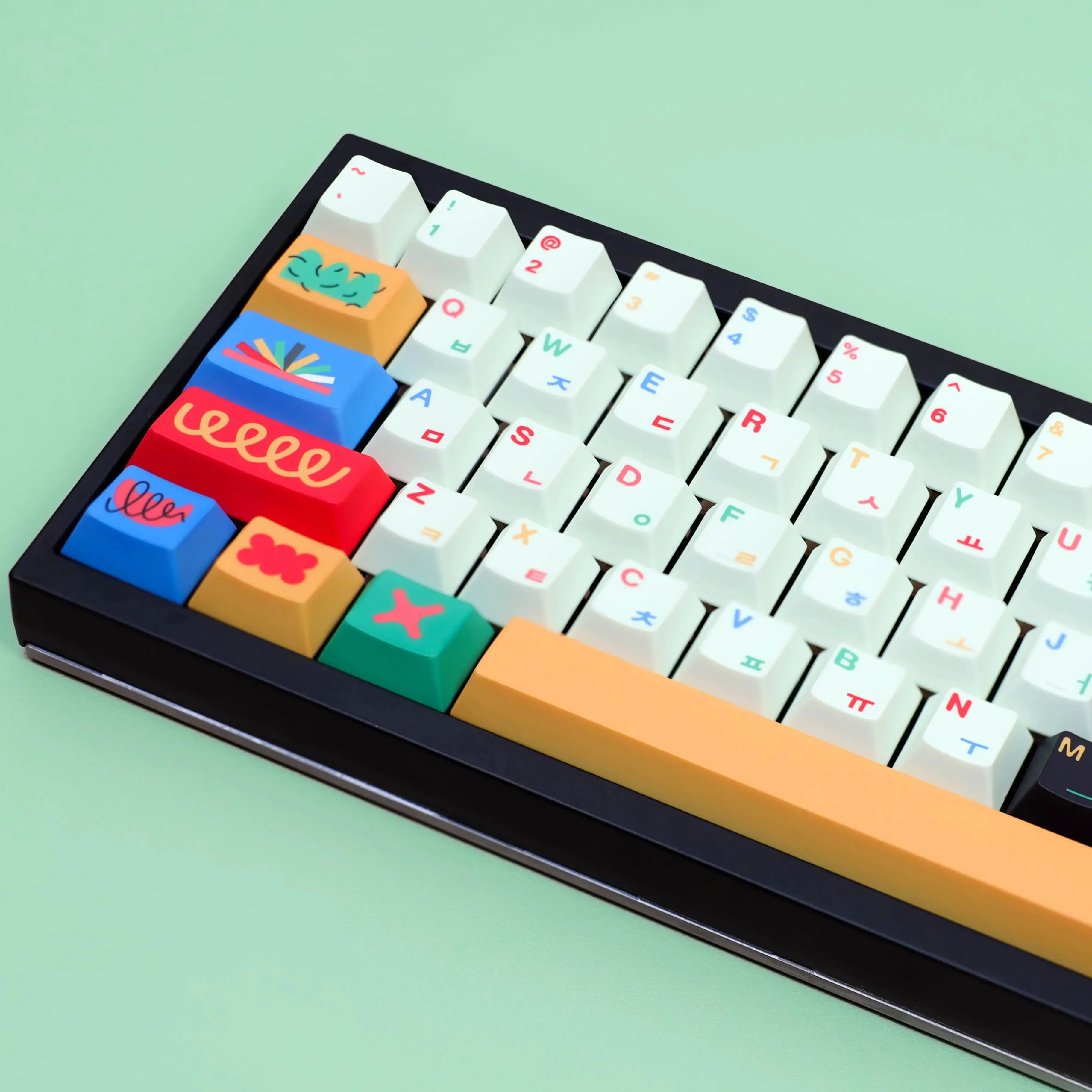 Klawisze GMK Motif Dye Sub Niemiecki Koreański Hiszpański Arabski Francuski Rosyjski ISO ANSI Duży Zestaw 143 Klawisze do Klawiatury Mechanicznej — zdjęcie produktu 7