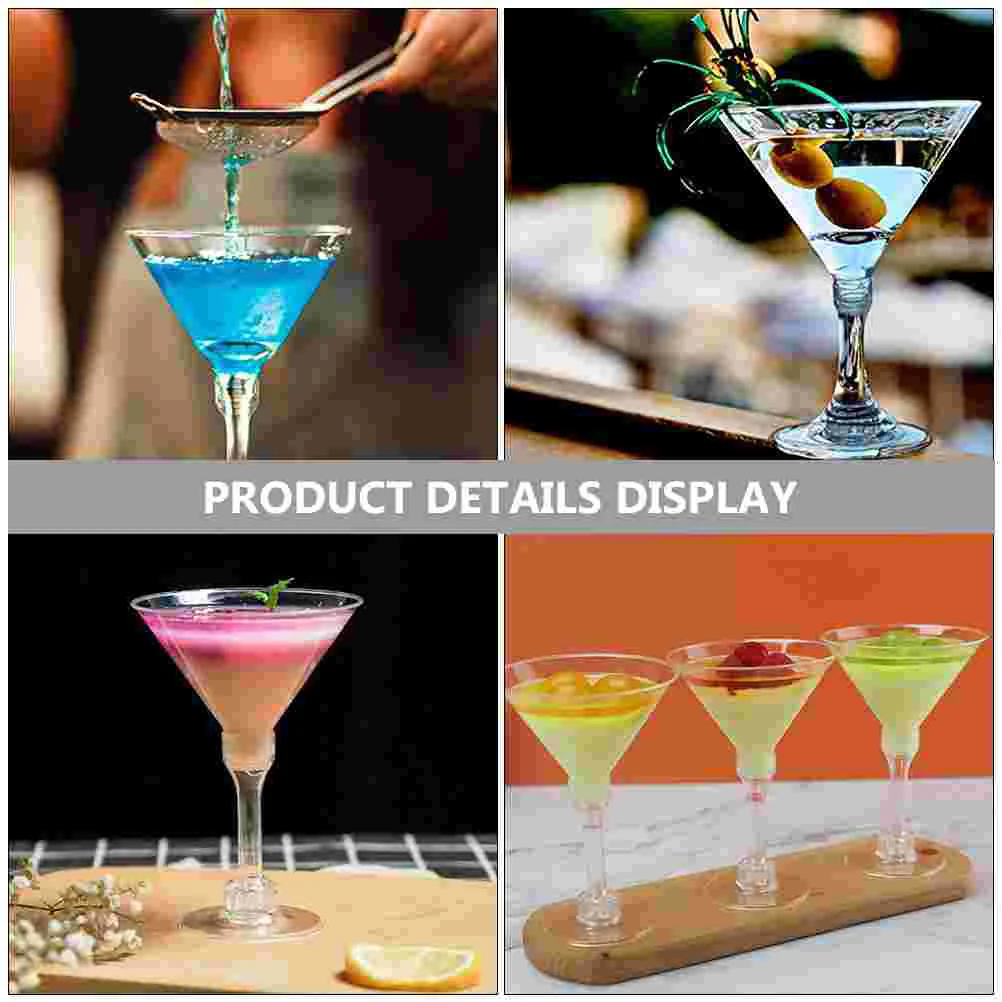 10 Pcs Martini Container Clear Glasses Cocktail Cups Plastic Party Goblets Ice Cream Beverage