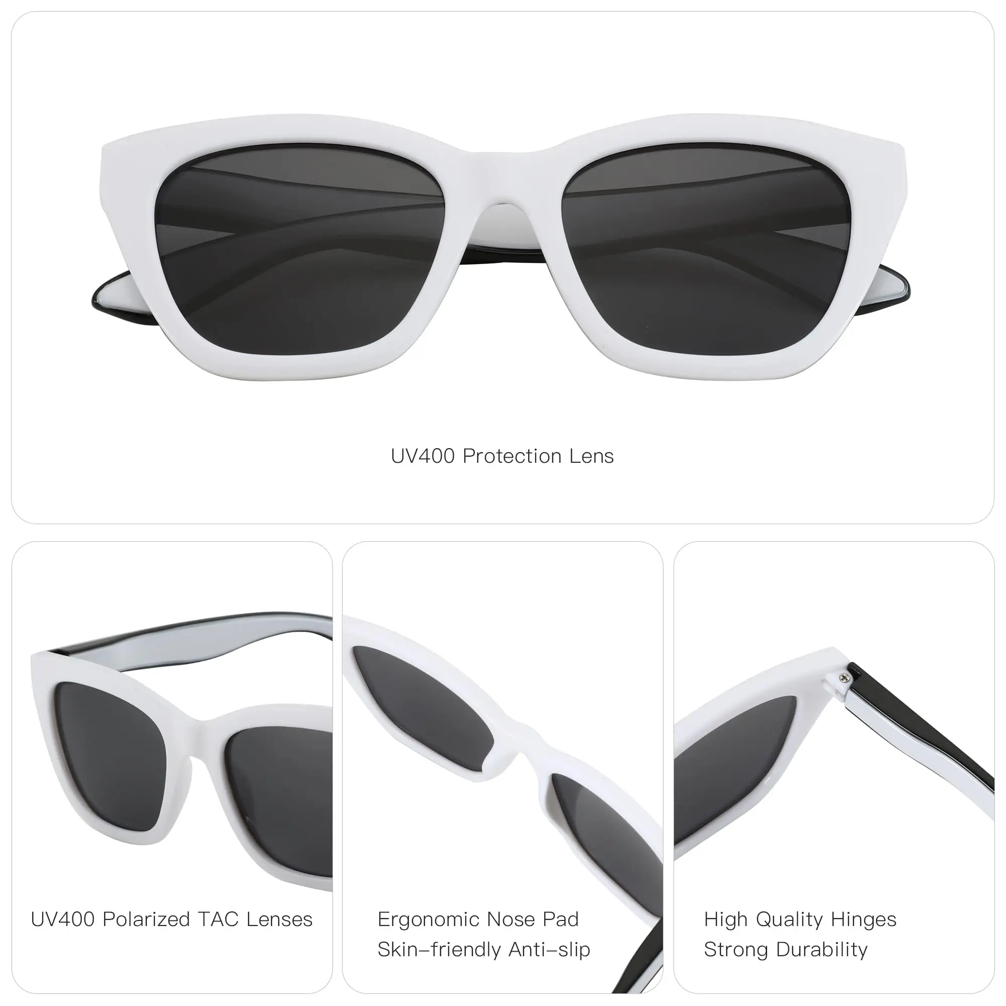 نظارات شمسية BLUEMOKY خفيفة الوزن للنساء على شكل عين القطة مستقطبة للحماية من الأشعة فوق البنفسجية 400 بتصميم كلاسيكي أنيق ومريح مناسب للارتداء طوال اليوم