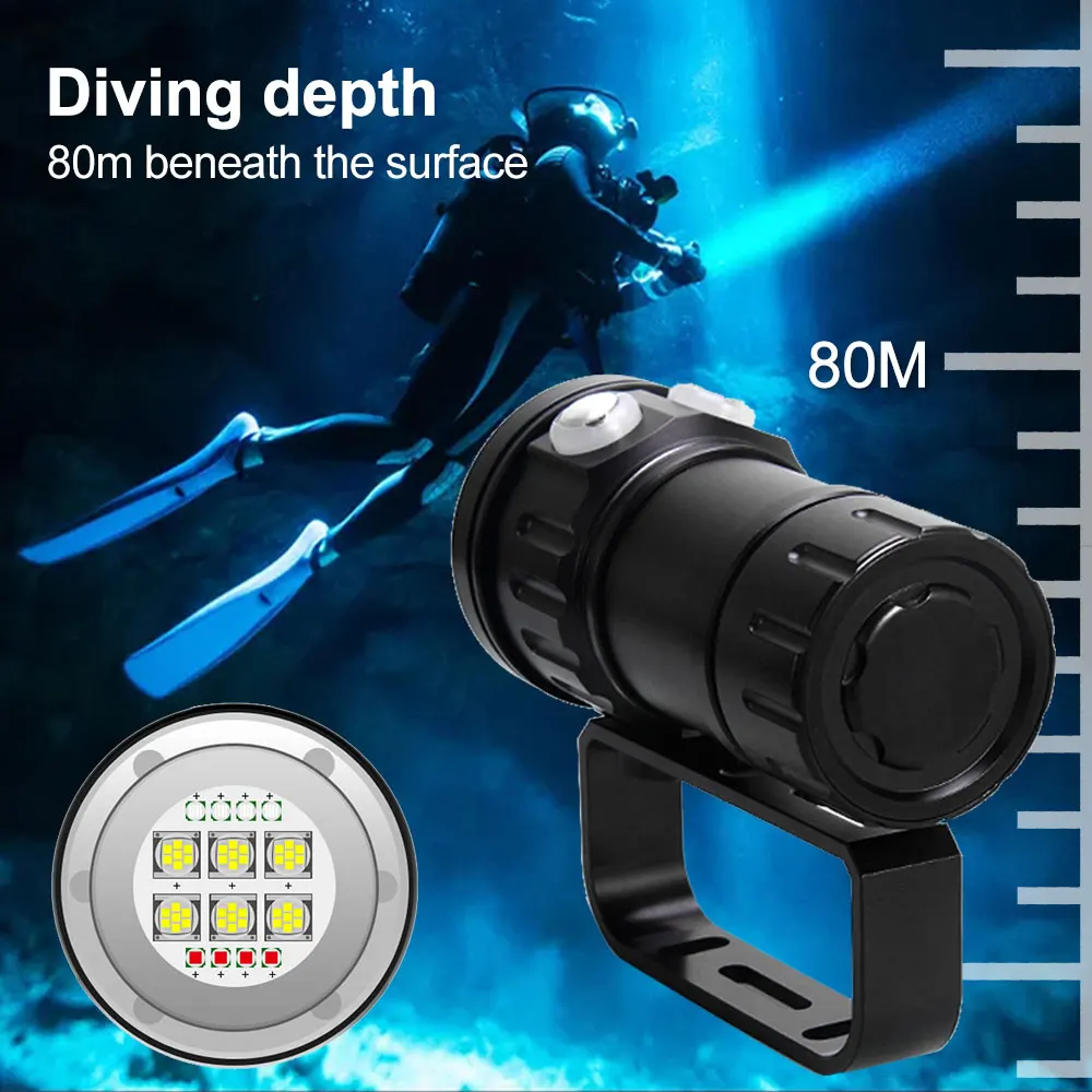 20000Lumens LED Diving Light Super bright led Flashlight Underwater 100m Waterproof Tactical Torch FOR Camera Video Fill Light