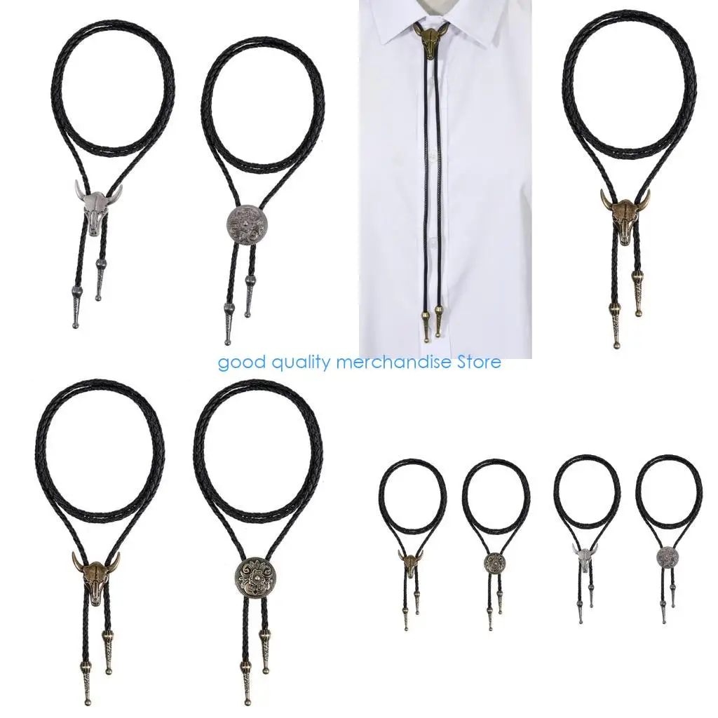 Y5JD Fashion Cow Head من جلد البولي يوريثان، إكسسوار رقبة بتفاصيل ربطة عنق أنيقة مثالية للارتداء اليومي والهدايا