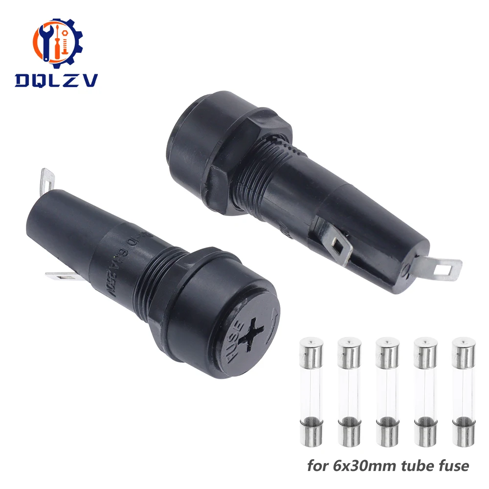 Panel Mount Chassis Fuse Holder For 6X30MM Glass Fuses 250V 6*30mm High Temperature Resistant