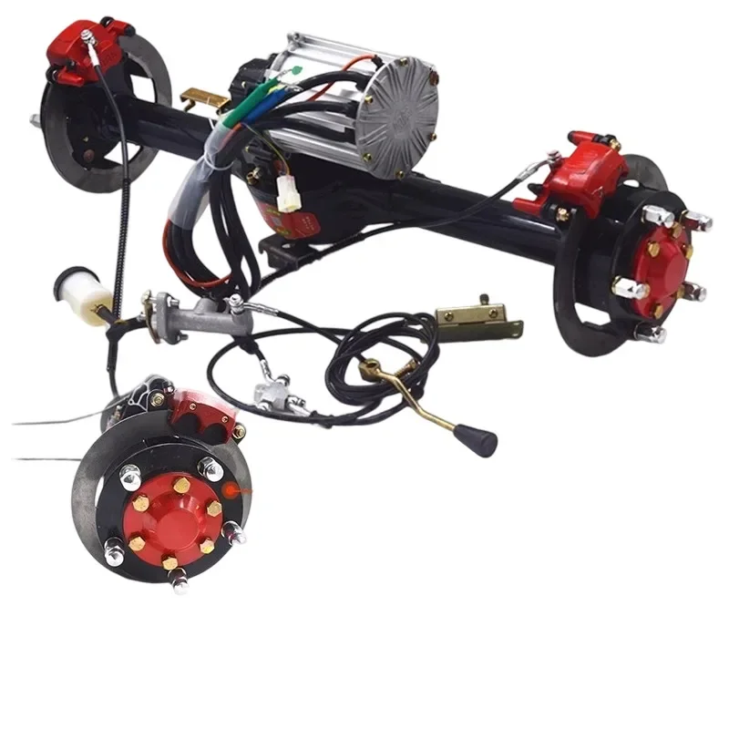 Electric Tricycle Rear Axle Assembly 6-Tooth Suspension Disc Brake, 70-110cm 60V 72V 800W-1800W E-Trike Conversion Kit