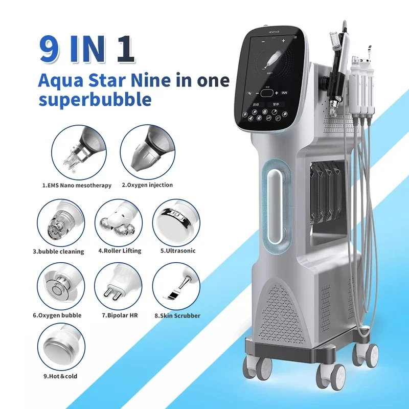 Multifunctional 9 in 1 Hydrodermabrasion Facial Machine, Beauty Equipment for Skin Hydration and Facial Lifting for