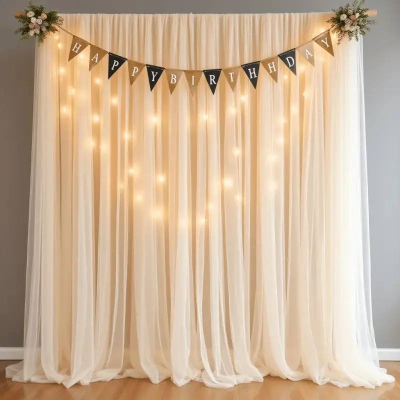 Elegant Tulle Fabric Polyester Net Tulle for Wedding Arch Ceremony Backdrop Birthday Bachelor Party Universal Decoration