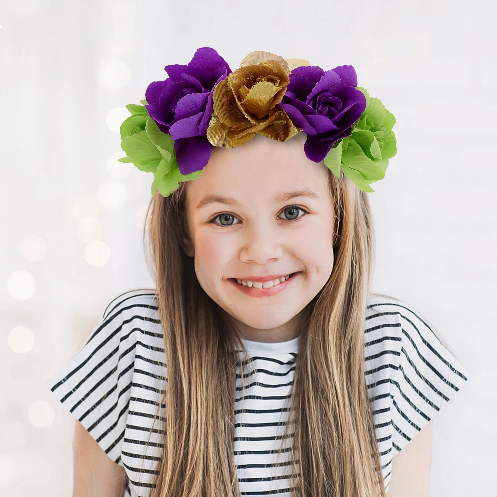 

Carnival Flower Crown Headband Large Fabric Roses Floral Hair Wreath For Women Festival Day Of The Costume Accessory