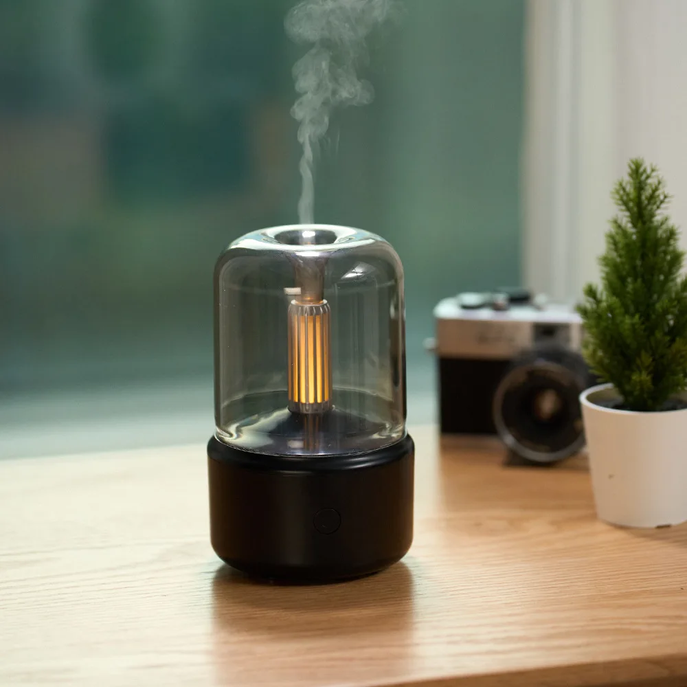 Candlelight Ambient Humidifying Diffuser Quiet Running Aroma Ornament For Household Hotel Office Tabletop