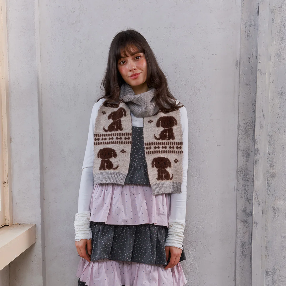 

Зимний жаккардовый 3D вязаный женский шарф с изображением кота и рыбки, утепленная теплая верхняя одежда, морозостойкая шаль, приятный для кожи шарф