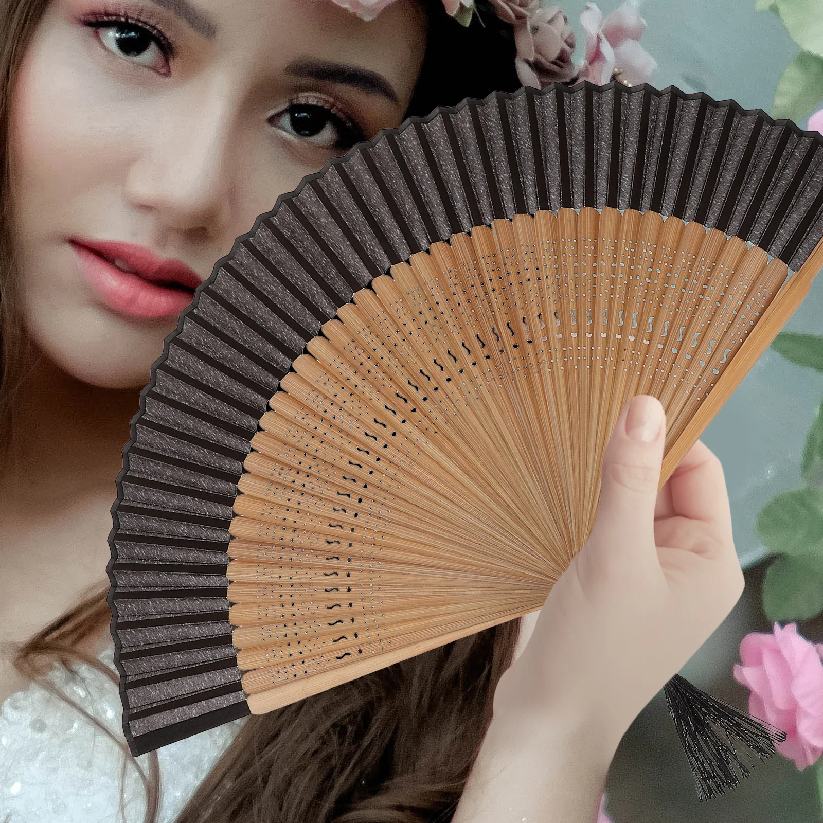 

Vintage Bamboo Folding Fan Japanese Design Hand Held Fan Cool Summer Travel Decorative Performance Prop Women Hand Fans