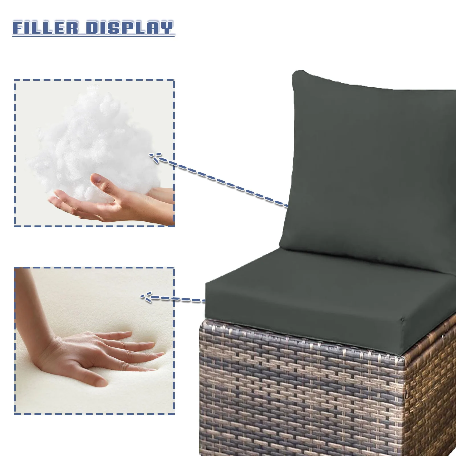 Custom Seat And Back Cushions Chair Sofa Bench Backrest Cushion  Set Chair Seat Pad Decor Garden Bay Window Pad Patio Cushion