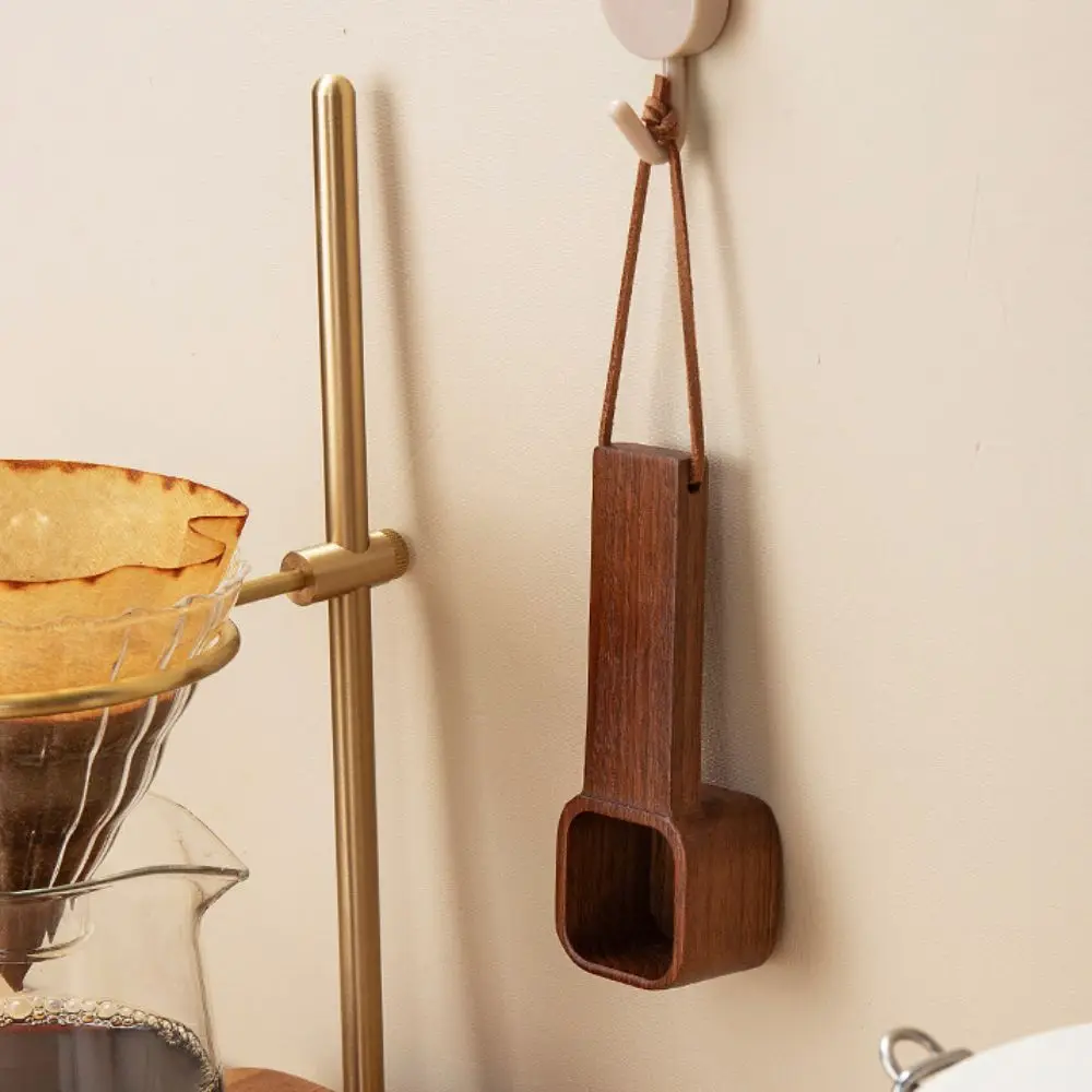 Walnut Wood Square Coffee Bean Spoon Retro Wear-resistant Tea Sugar Spoon Shock-proof Smooth Surface Measuring Spoon Cafe