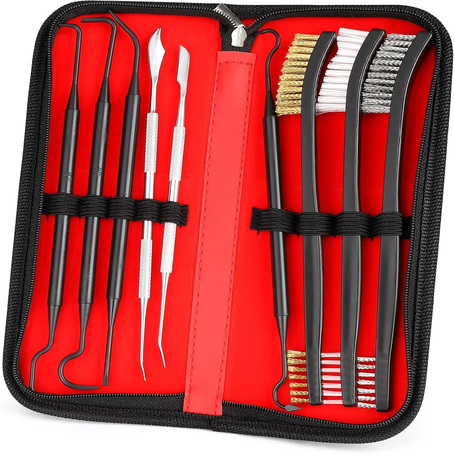 

9-Piece Gun Cleaning Kit with Brushes and Picks for Firearm Maintenance and Carbon Removal