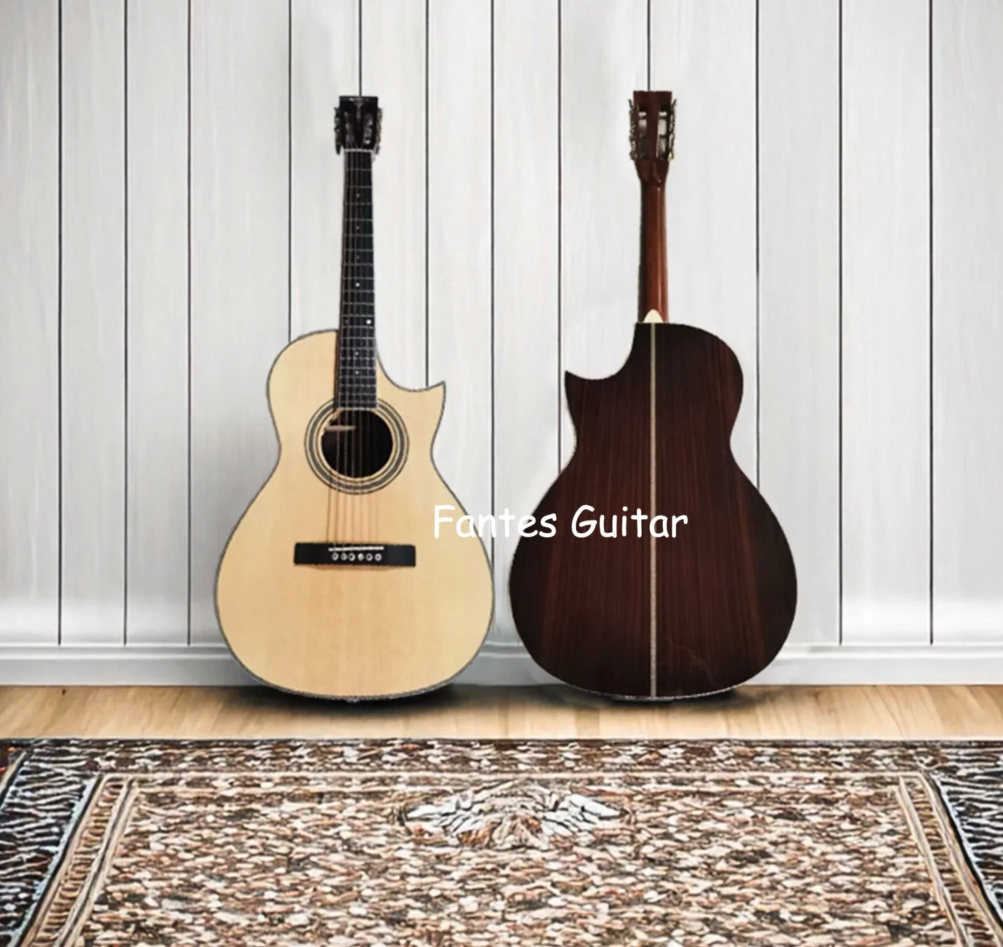 

Custom Grand Handmade Florence Cutaway Parlor Acoustic Guitar AAA Solid Sitka Spruce Top 45mm Bone Nut