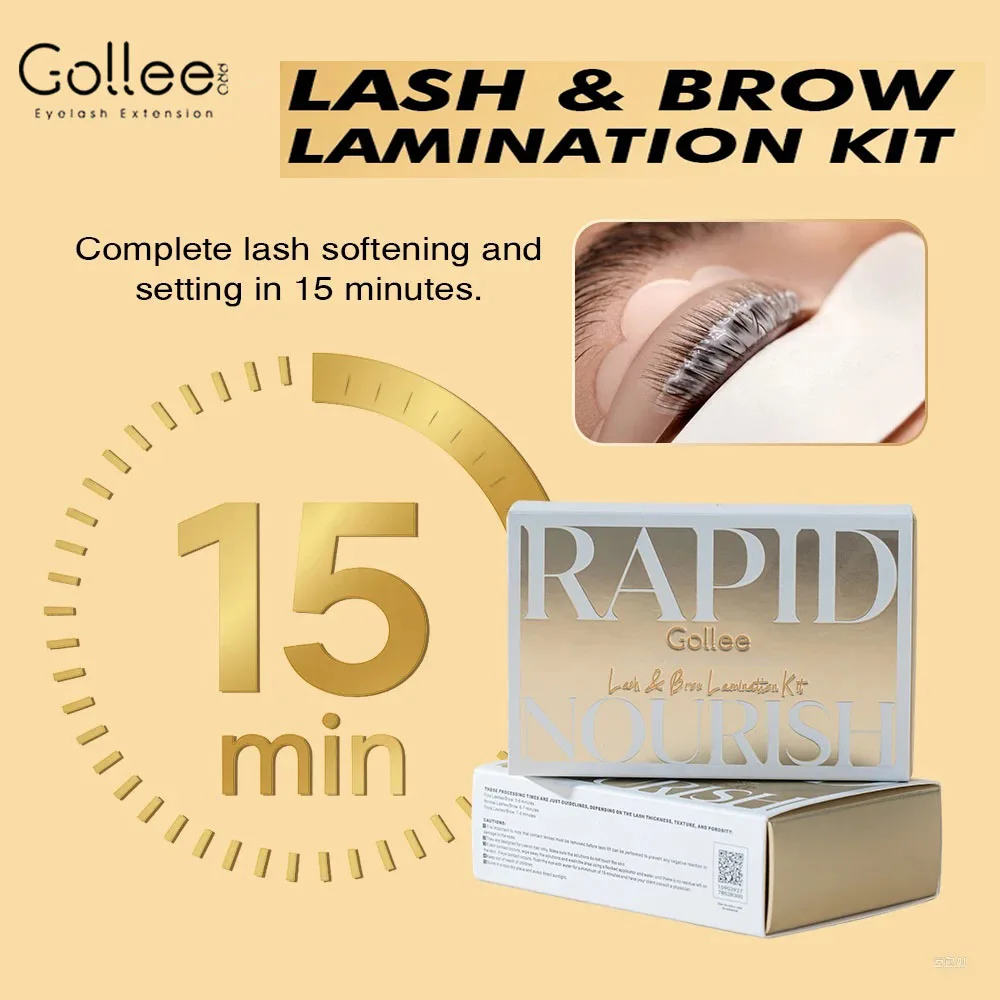 Kit Gollee 2 en 1 para Lifting de Pestañas y Cejas - Fórmula Suave, Larga Duración de 8 Semanas, Empaquetado Individualmente, Ahorra Tiempo, para Uso en Casa y Salón