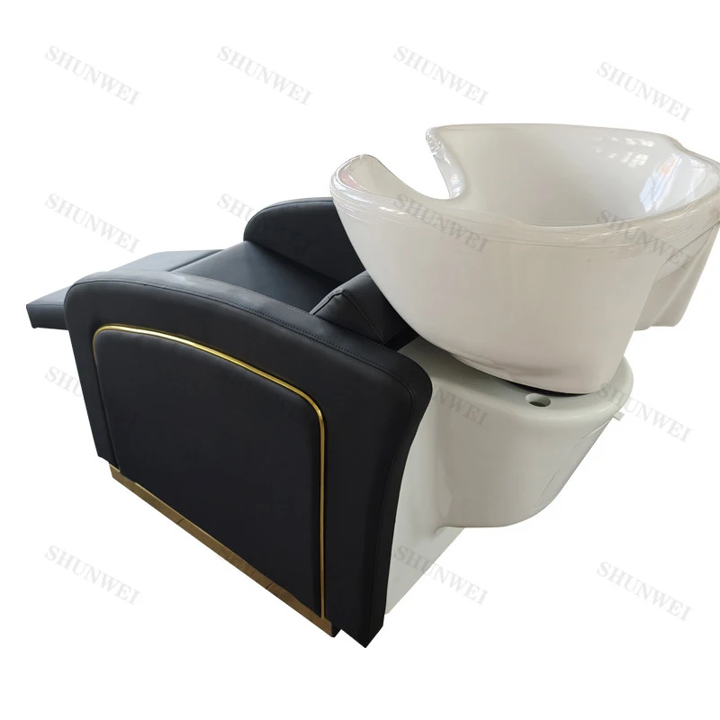 Lift-Leg Ceramic Basin Shampoo , Salons, Sit-Down Semi-Reclining Hair Washing Bed