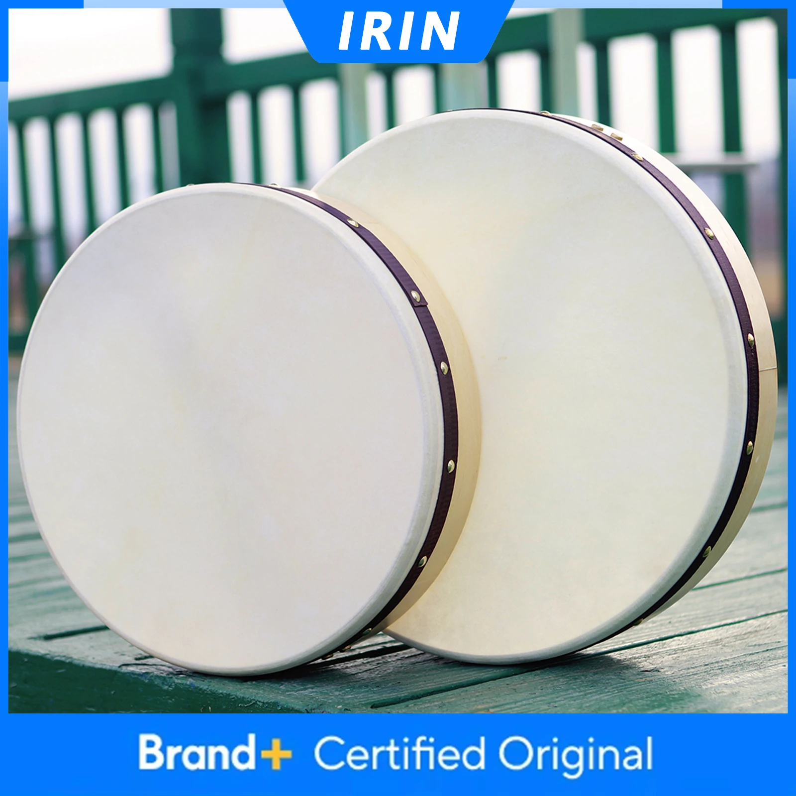 

IRIN 16/18 Inches Sheepskin Ireland Drum Handheld Tambourine Entertainment Traditional Percussion Music Instrument Drum