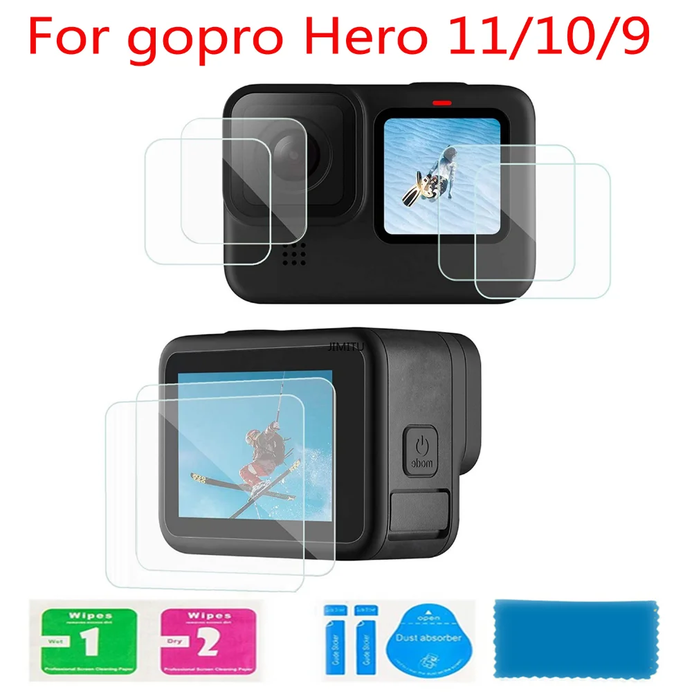 For GoPro Hero 12/11/10/9 Tempered Glass Screen Protector Black Lens Protection Protective Film for Gopro Camera Accessories