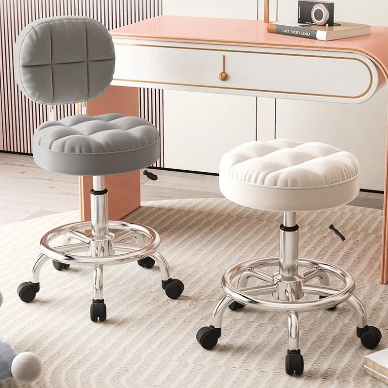 Modern Salon Stool with Wheels Swivel Lift Barber Chair Comfort Sponge Nail Round Seat Professional Salon Hairdressing Chairs