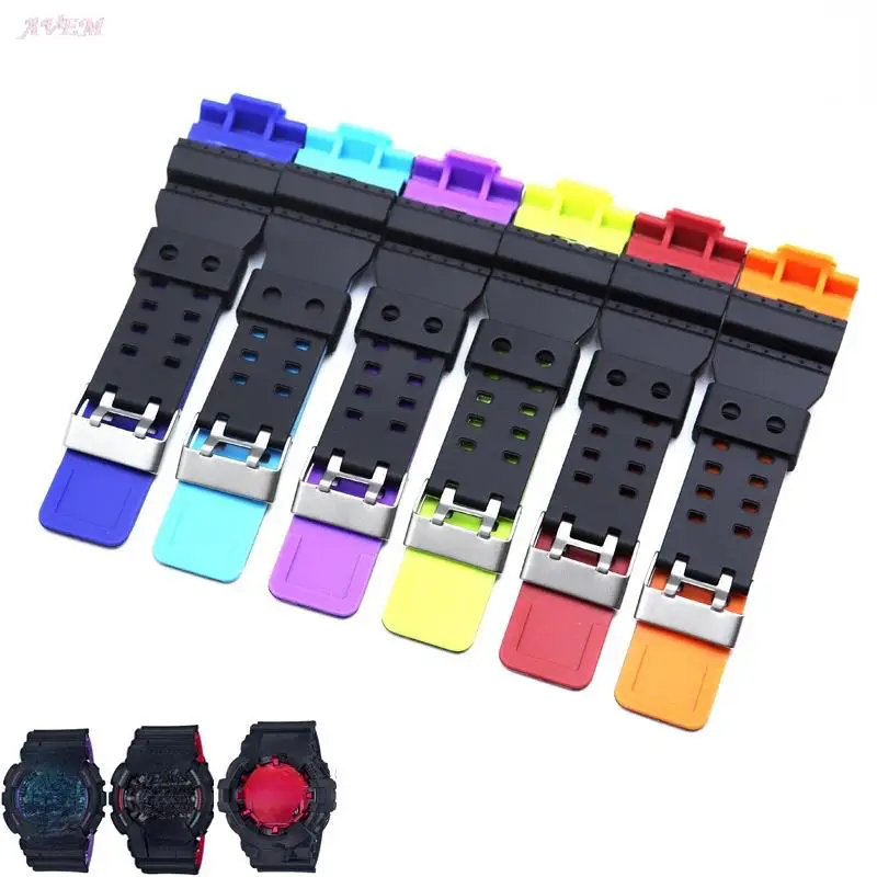 High Quality Rubber Strap For Casio G-SHOCK GA110 GA100 GD120 GW8900 Elastic Durable Silicone Replacement Wrist Strap WatchBands