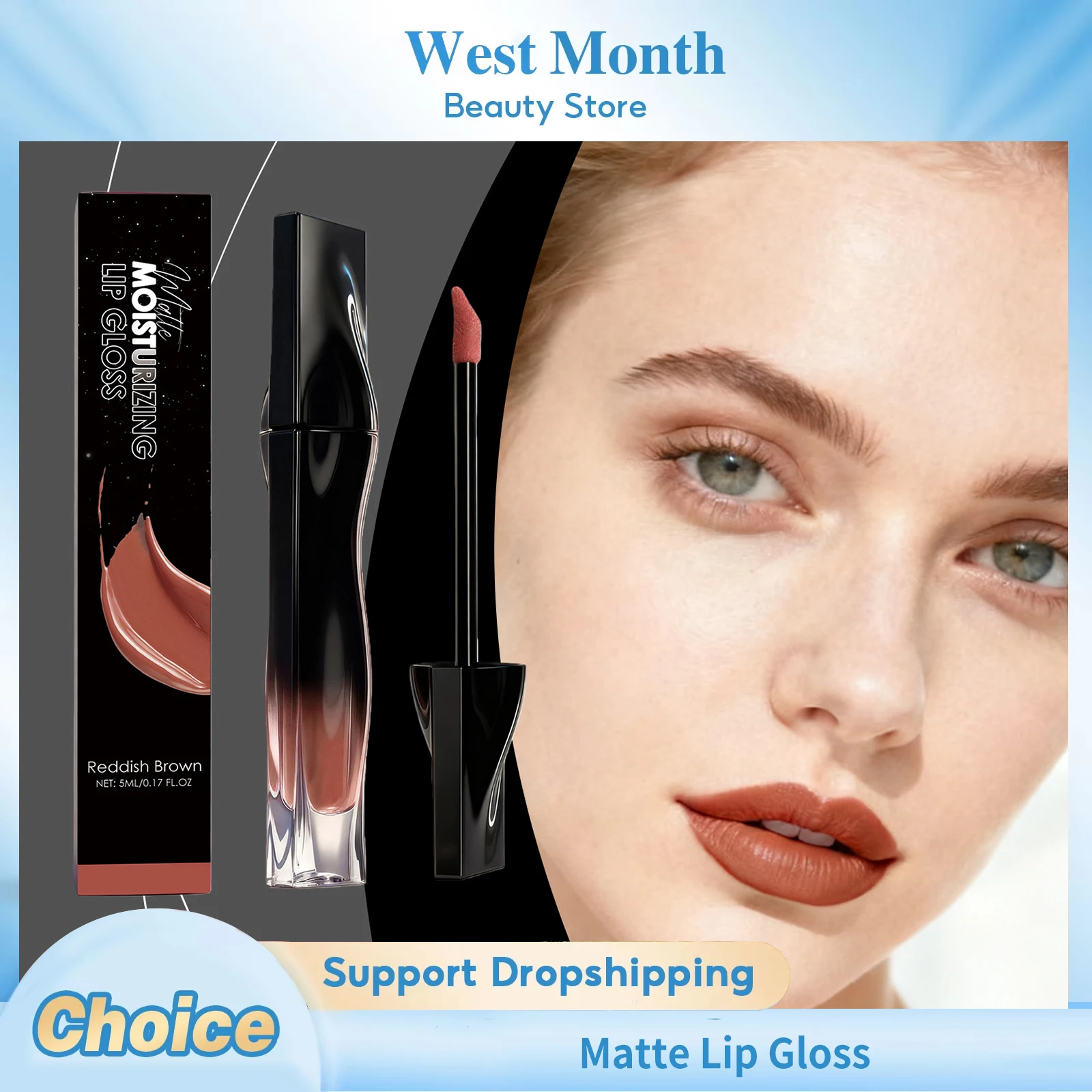 Matte Lip Gloss Waterproof Sweatproof Long-Wearing Smooth Texture Lip Fullness Enhancement Moisturizing Red Lip Matte Lipstick