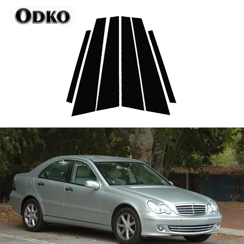 Car Accessories For Mercedes-Benz C-Class (W203) 2001 2002 2003 2004 2005-2007 Door Window Pillar Posts Cover Trim Kits Stickers
